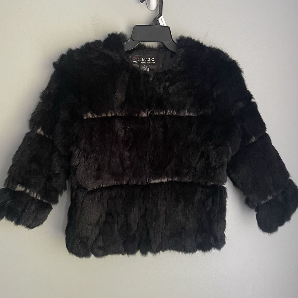 Authentic Rabbit Fur Jacket Size M Grommet Evening Coat C. Magic